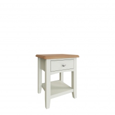 Burham - 1 Drawer Lamp Table White Finish With Oak Top