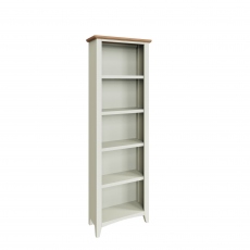 Burham - Large Bookcase White Finish With Oak Top