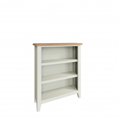 Burham - Small Wide Bookcase White Finish With Oak Top