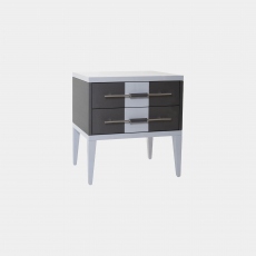 Giorgio - 2 Drawer Wide Bedside Table In Oak & Lacquer
