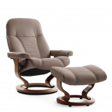 Stressless Consul - Chair & Stool With Classic Base In Leather