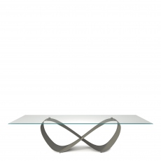 Cattelan Italia Butterfly - Dining Table Clear Glass & Brushed Grey Base - 240cm x 120cm