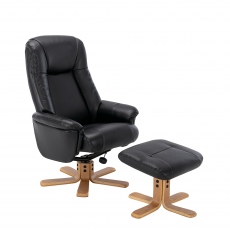 Swivel Chair & Stool In Faux Leather - Sierra
