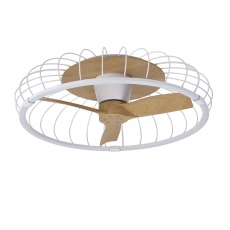 Cyclone Ceiling Light Fan LED 75w White/ Wood Effect