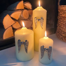 Set of 3 - Angel Wing Candle Pins With Heart