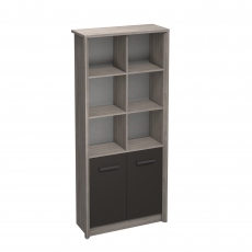 Compton - Tall Storage Unit In Grey Oak With Graphite Gloss Finish
