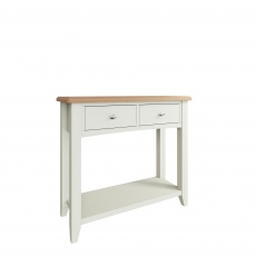 Burham - Console Table Grey Finish With Oak Top