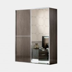 Treviso - Mirrored Wardrobe In Silver Grey High Gloss