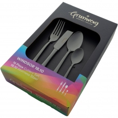 Windsor - 16 Piece Stainless Steel Black Finish Cutlery Set