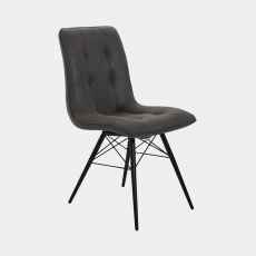 Aston - Dining Chair In Grey Fabric & Black Frame