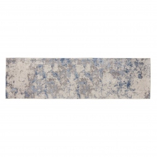 Silky Runner Rug - Blue Ivory Grey SLY04 66cm x 229cm