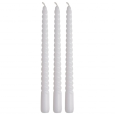 Swirl - Set of 3 White Dinner Candles