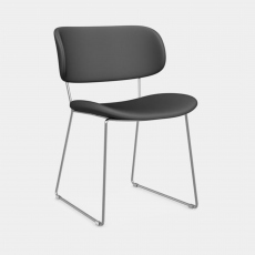 Calligaris Claire M - Dining Chair In Skuba Grey Leather & Metal Stained Chromed Frame