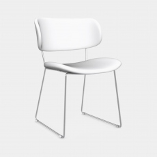 Dining Chair In Skuba Optic White Leather & Metal Stained Chromed Frame - Calligaris Claire M
