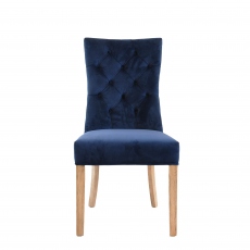 Richmond - Button Back Dining Chair In Velvet Blue