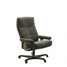 Stressless David - Medium Chair With Wood Office Base In Leather