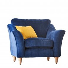 Oscar - Chair In Fabric Manhattan Navy With Burnished Beech Feet