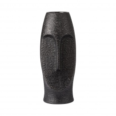 Rapa Nui - Black Textured Face Vase