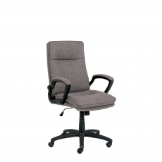 Desk Chair In Basel Light Grey & Brown Fabric - Owen