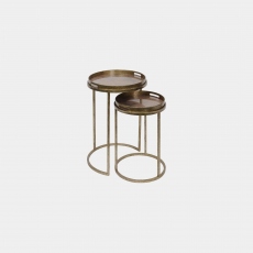 Leopold - Set Of 2 Tray Side Tables In Antique Gold