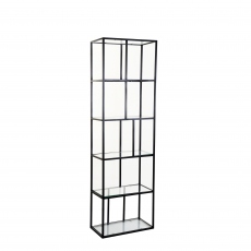 Padua - Bookshelf With Black Steel Frame & Clear Glass Top 60 x 195cm