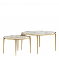 Memphis - Set Of 2 Coffee Tables In White Marble