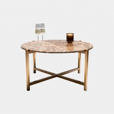 Venice - Circular Coffee Table In Dark Emporador With Brushed Brass Base