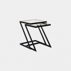 Padua - Nest Of Two Tables With Clear Glass Top & Black Steel