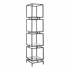 Padua - Cube Display Unit With Clear Glass & Black Steel