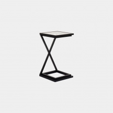 Padua - End Table With X Frame Clear Glass & Black Steel