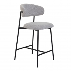 Max - Bar Stool In Grey Fabric With Black Legs