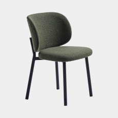 Cygnus - Forest Green Boucle Dining Chair With Black Metal Legs