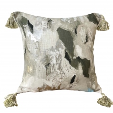 Small Olive Metallic Cushion - Abstract