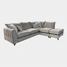 3 Seat RHF Chaise Sofa & Loafer Footstool In Fabric - Adele