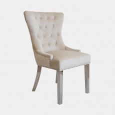 Quilted Back Dining Chair In Velvet Beige - Corinthia