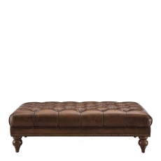 Rectangular Footstool In Leather - Churchill