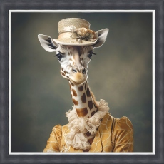 Dressed Up Female Giraffe - Framed Print