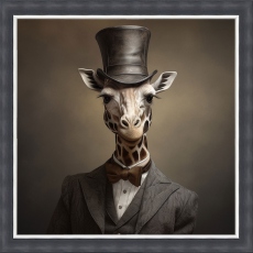 Dressed Up Male Giraffe - Framed Print
