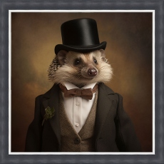 Dressed Up Male Hedgehog - Framed Print