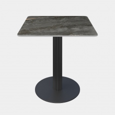 Small Square Grey Gold Gloss Ceramic Dining Table - Trinity