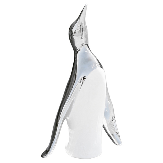 Silver And White Ceramic Sculpture - Penguin