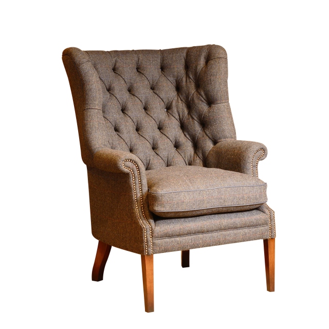 Wing Chair With Hide Piping & Buttons - Tetrad MacKenzie