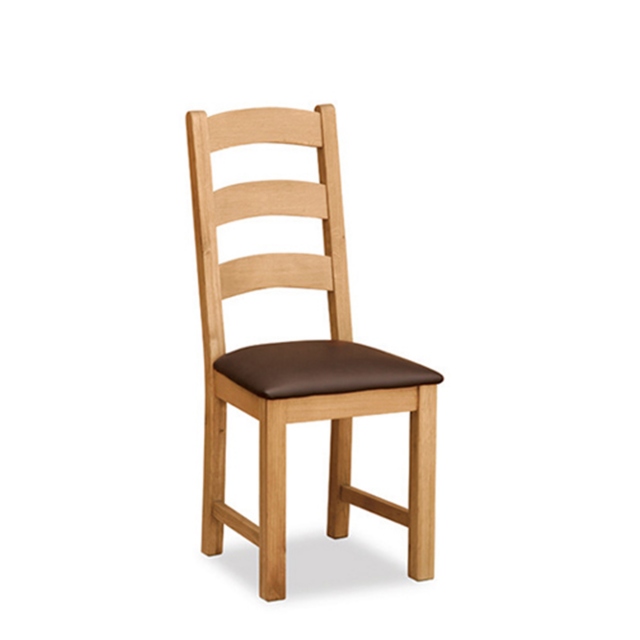 Faux Leather Ladder Back Dining Chair In Brown - Triumph
