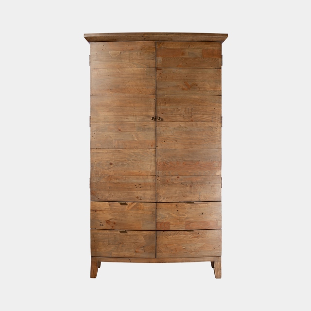 Large Double Wardrobe, Reclaimed Timbers In Sundried Wheat Finish - Fairmont