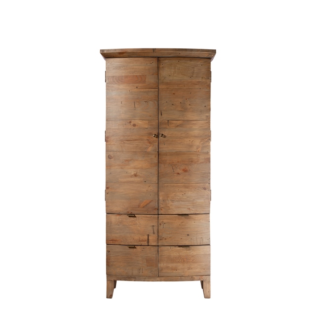 Small Double Wardrobe, Reclaimed Timbers In Sundried Wheat Finish - Fairmont