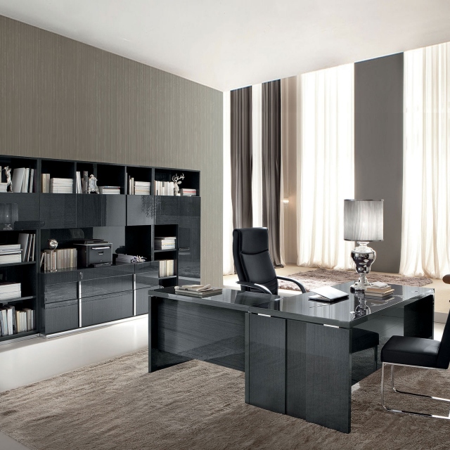 Library Bookcase In Koto Gray High Gloss - Antibes