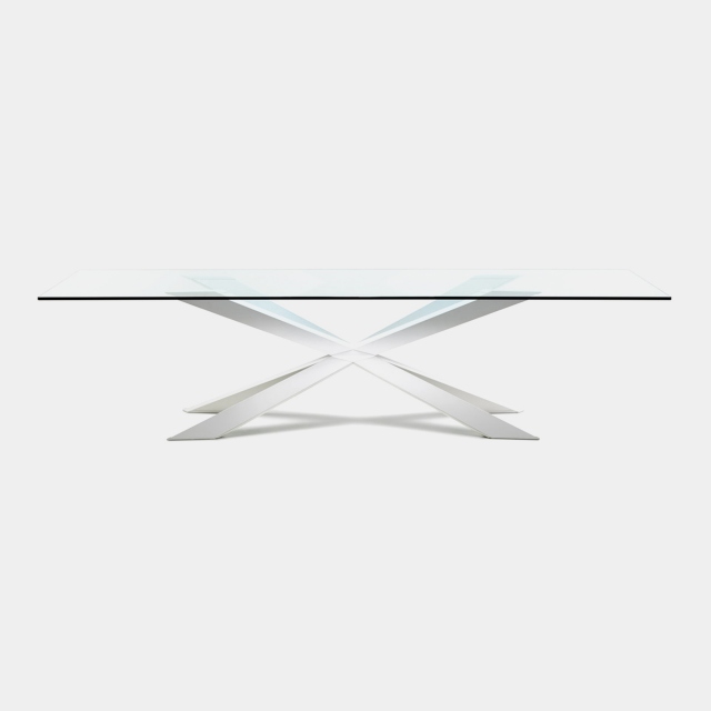 Dining Table Inox Base With Clear Glass Top - Cattelan Italia Spyder