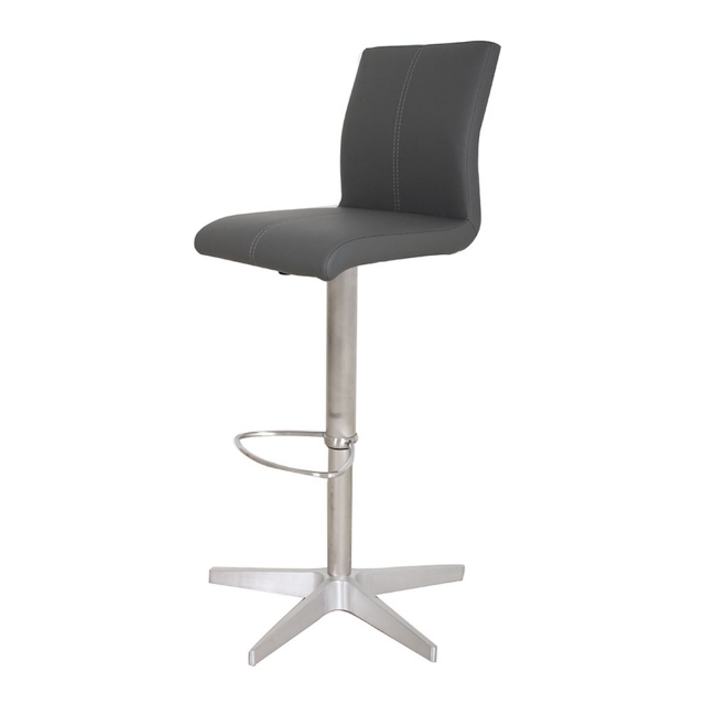 Sydney - Adjustable Bar Stool With Frame 52 In Grey Faux Leather