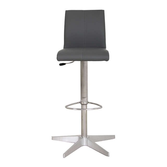 Adjustable Bar Stool With Frame 52 In Grey Faux Leather - Sydney
