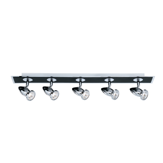 Black Chrome 5 Spotlight Bar Ceiling Light - Halley
